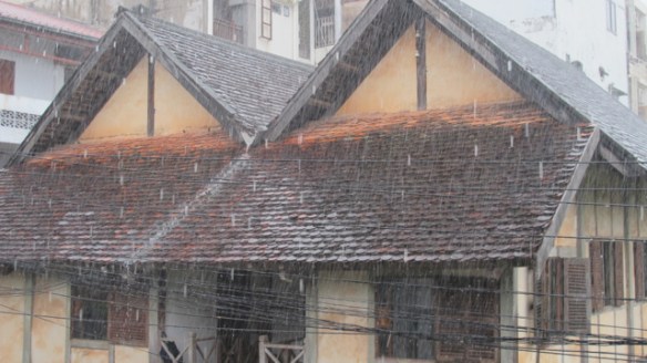 Rain on the roof of our old office across the street